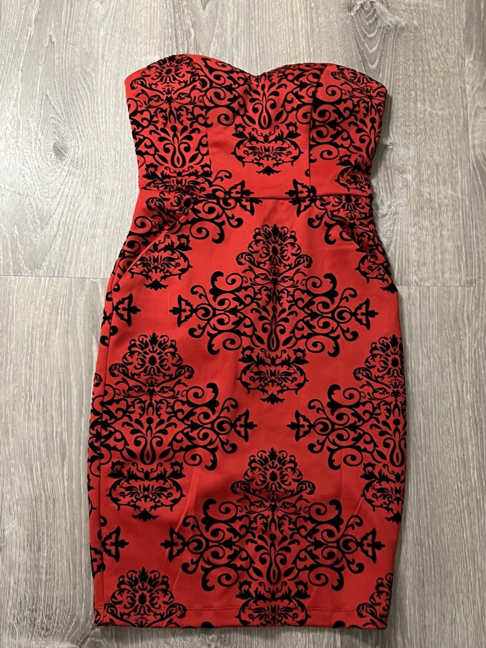B. Darling Red & Black Strapless Velvet Dress Like New